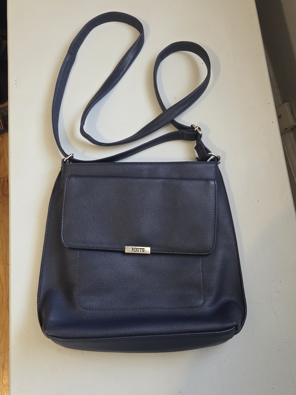 Roots 73 Crossbody Bag Navy Blue Faux Leather NWOT